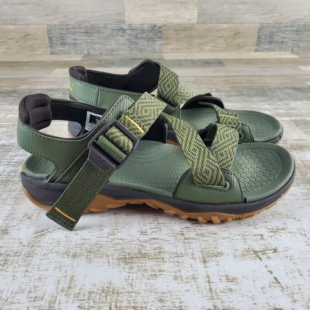 Kuru Current Men Hiking Sandal Sz 9 Comfort Olive Green Golden Yellow Waterproof